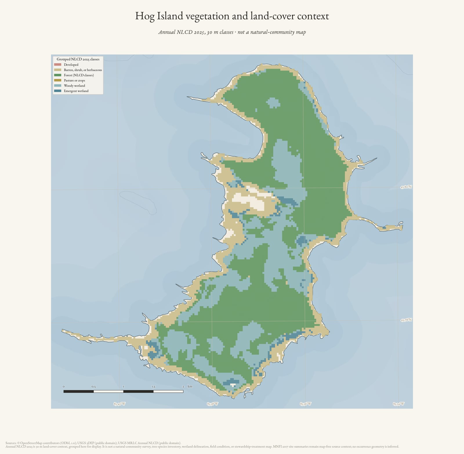 Vegetation and land-cover context map of Hog Island.