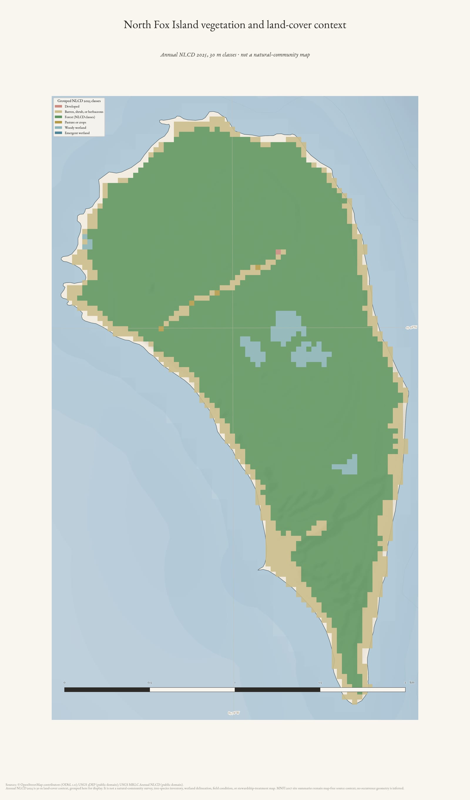 Vegetation and land-cover context map of North Fox Island.