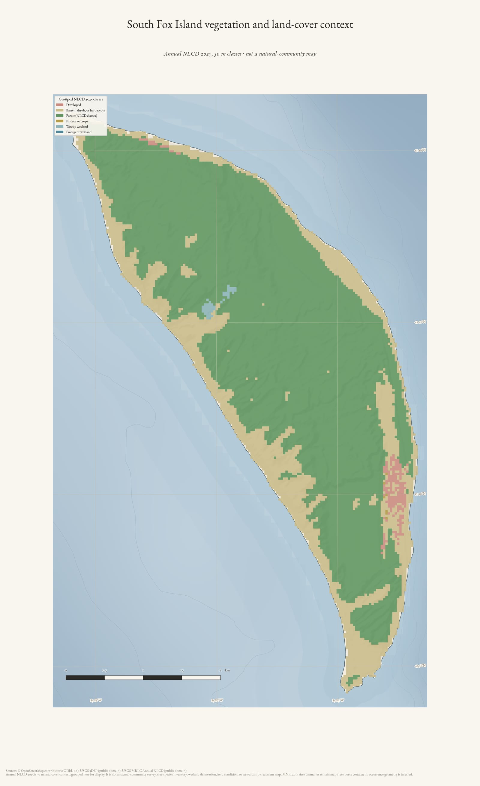 Vegetation and land-cover context map of South Fox Island.