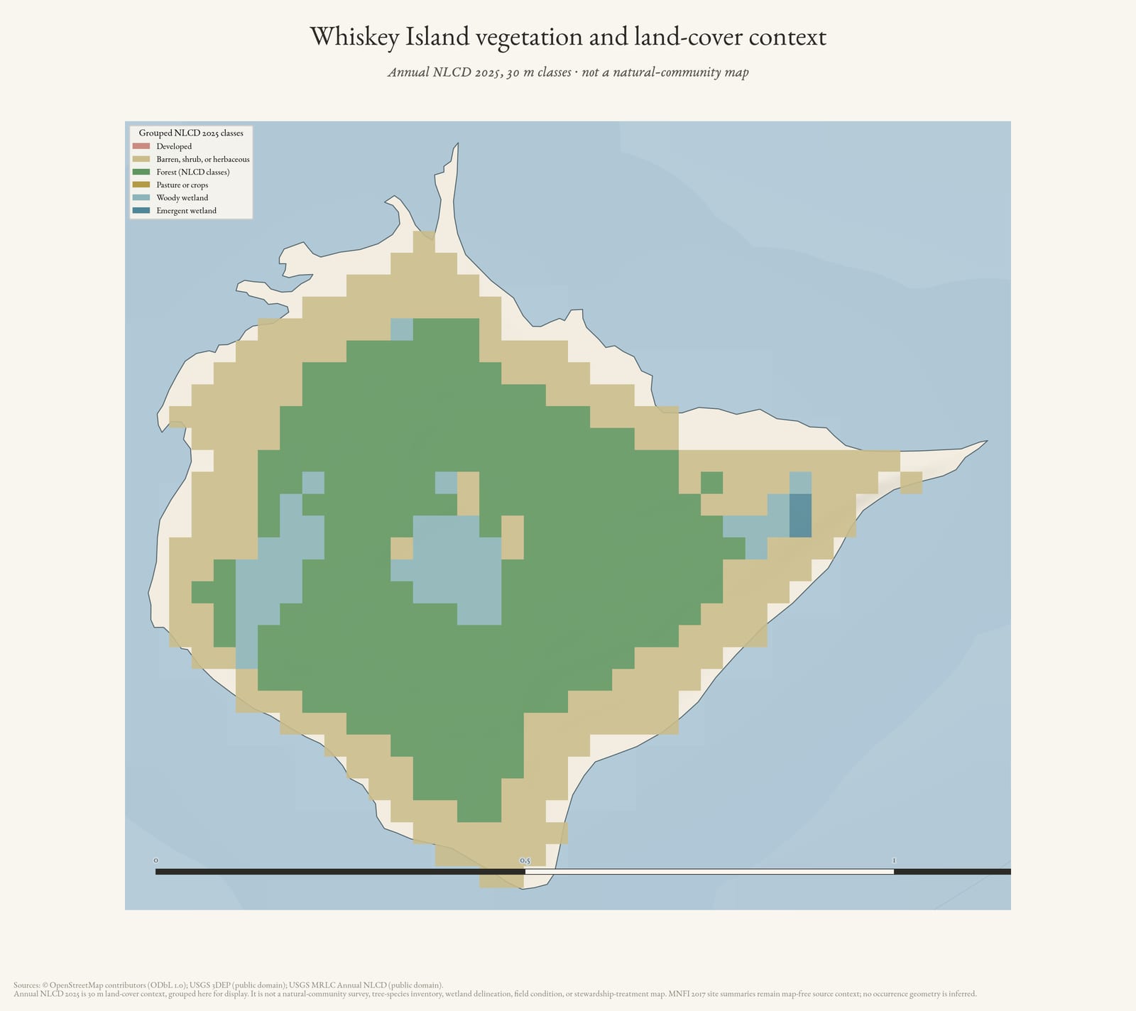 Vegetation and land-cover context map of Whiskey Island.