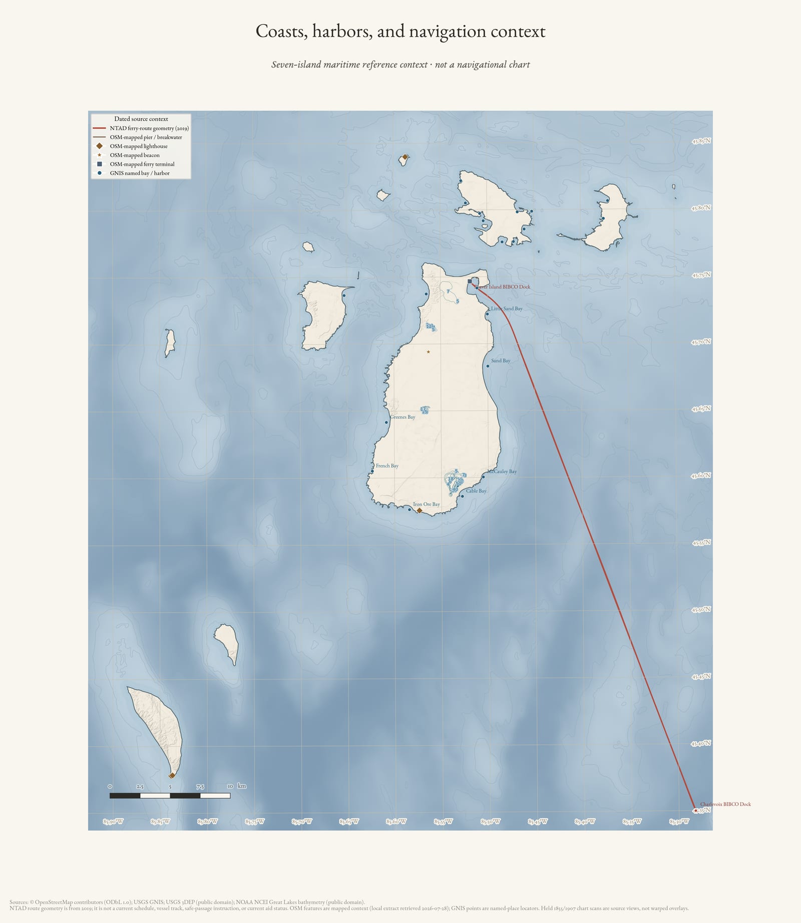 Maritime-context map of the Beaver Island archipelago.