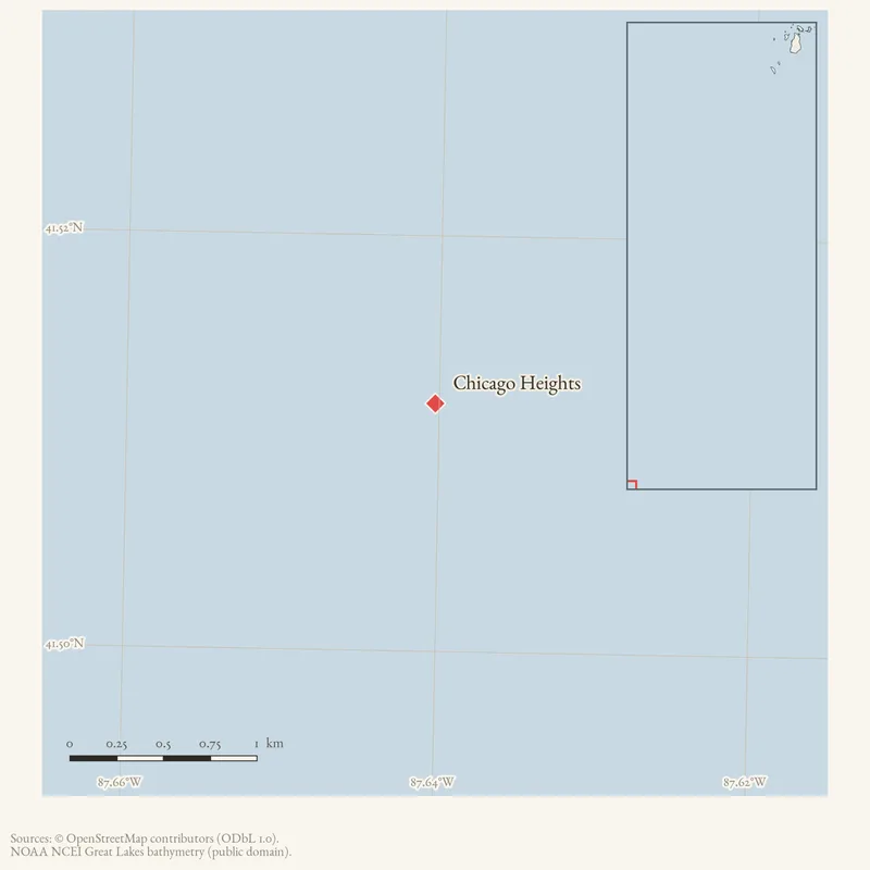 Locator map: Chicago Heights highlighted within the Beaver Island archipelago