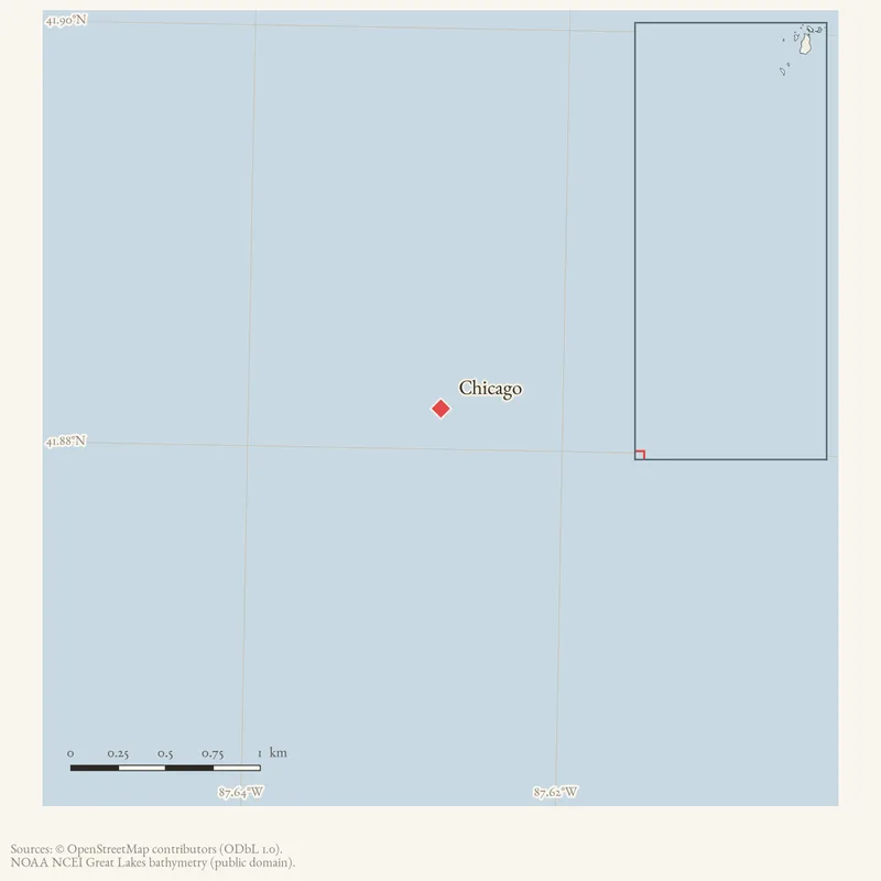 Locator map: Chicago highlighted within the Beaver Island archipelago