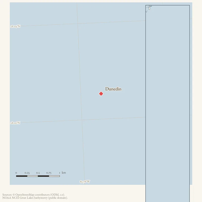 Locator map: Dunedin highlighted within the Beaver Island archipelago