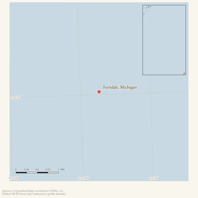 Locator map: Ferndale, Michigan highlighted within the Beaver Island archipelago