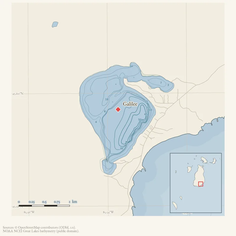 Locator map: Galilee highlighted within the Beaver Island archipelago