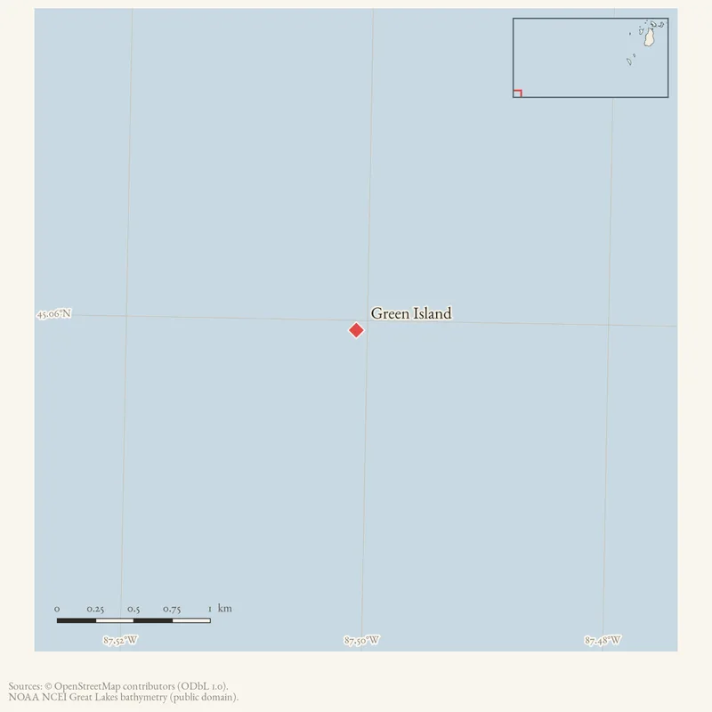 Locator map: Green Island highlighted within the Beaver Island archipelago