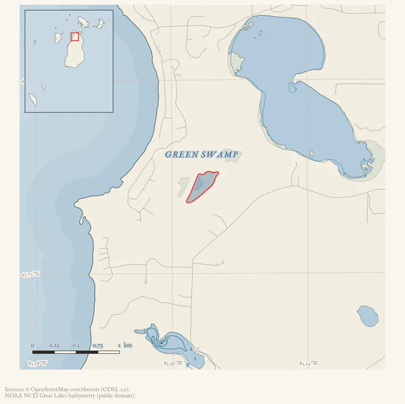 Locator map: Green Swamp highlighted within the Beaver Island archipelago