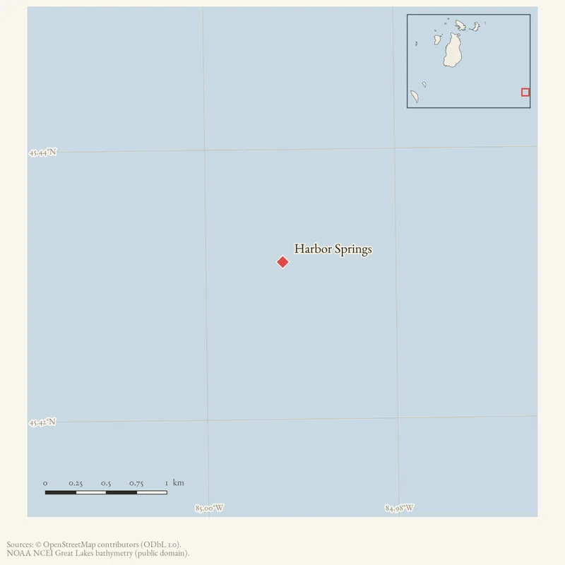 Locator map: Harbor Springs highlighted within the Beaver Island archipelago