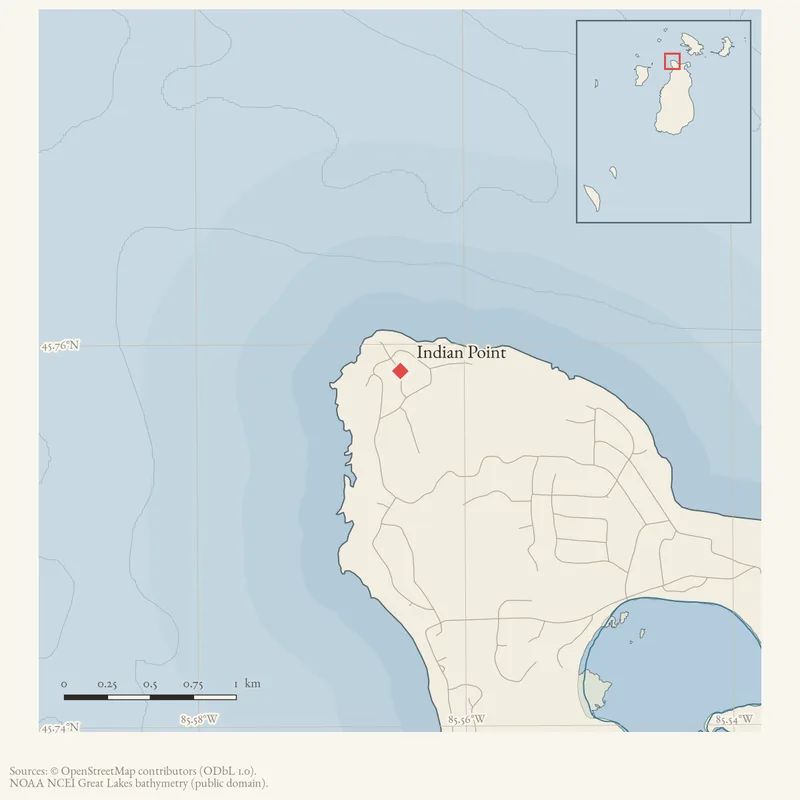 Locator map: Indian Point highlighted within the Beaver Island archipelago