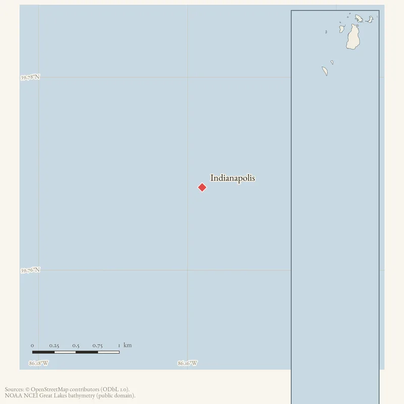 Locator map: Indianapolis highlighted within the Beaver Island archipelago