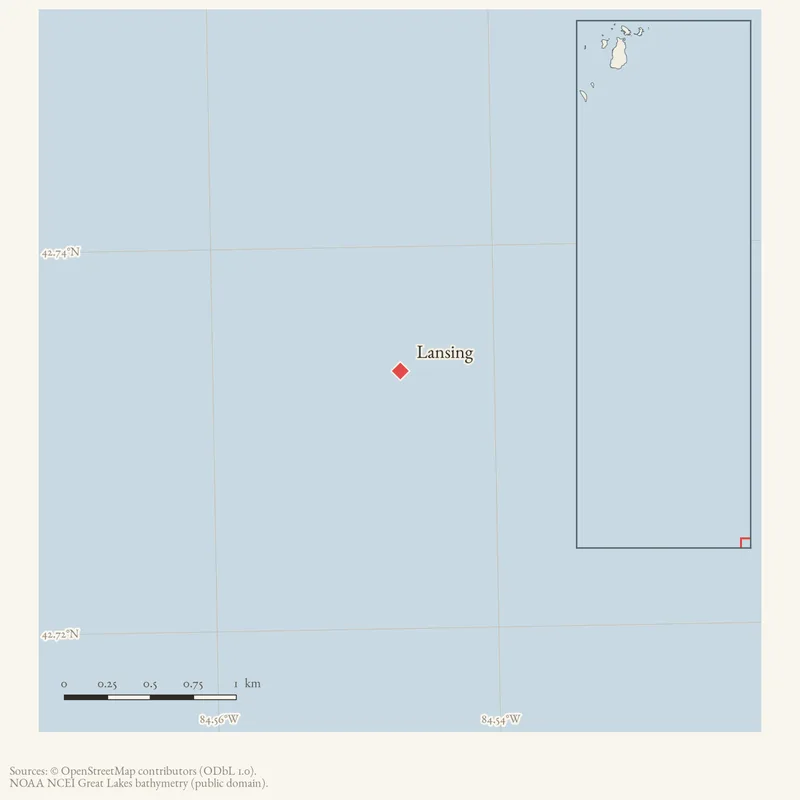 Locator map: Lansing highlighted within the Beaver Island archipelago