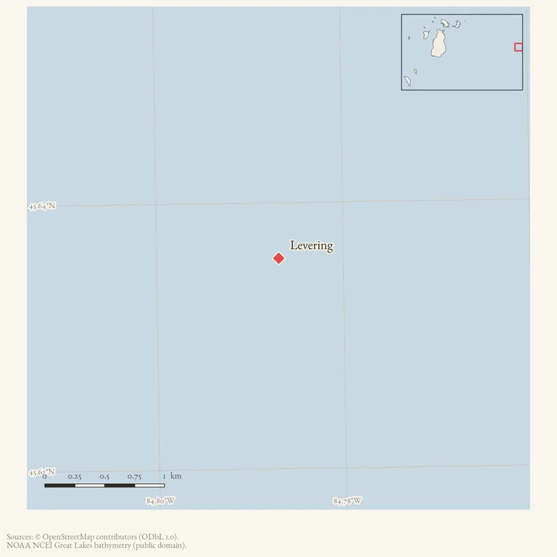 Locator map: Levering highlighted within the Beaver Island archipelago