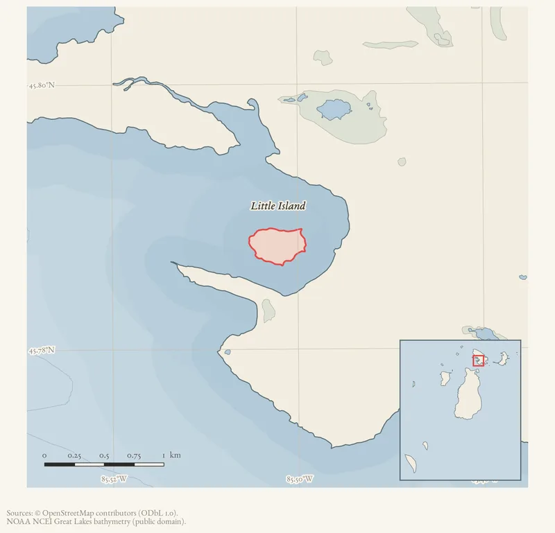 Locator map: Little Island highlighted within the Beaver Island archipelago