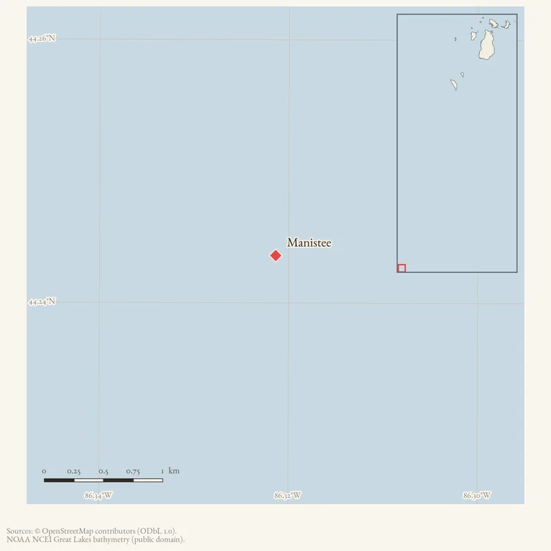 Locator map: Manistee highlighted within the Beaver Island archipelago
