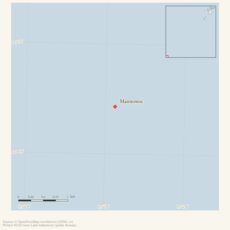 Locator map: Manitowoc highlighted within the Beaver Island archipelago