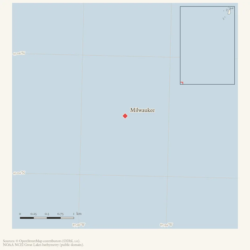 Locator map: Milwaukee highlighted within the Beaver Island archipelago
