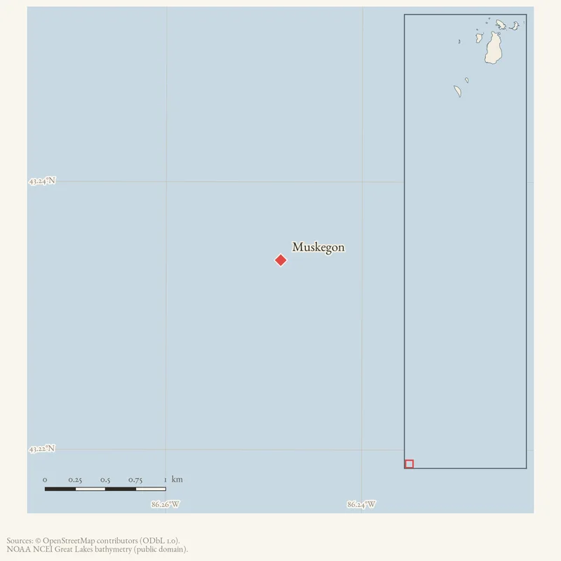 Locator map: Muskegon highlighted within the Beaver Island archipelago