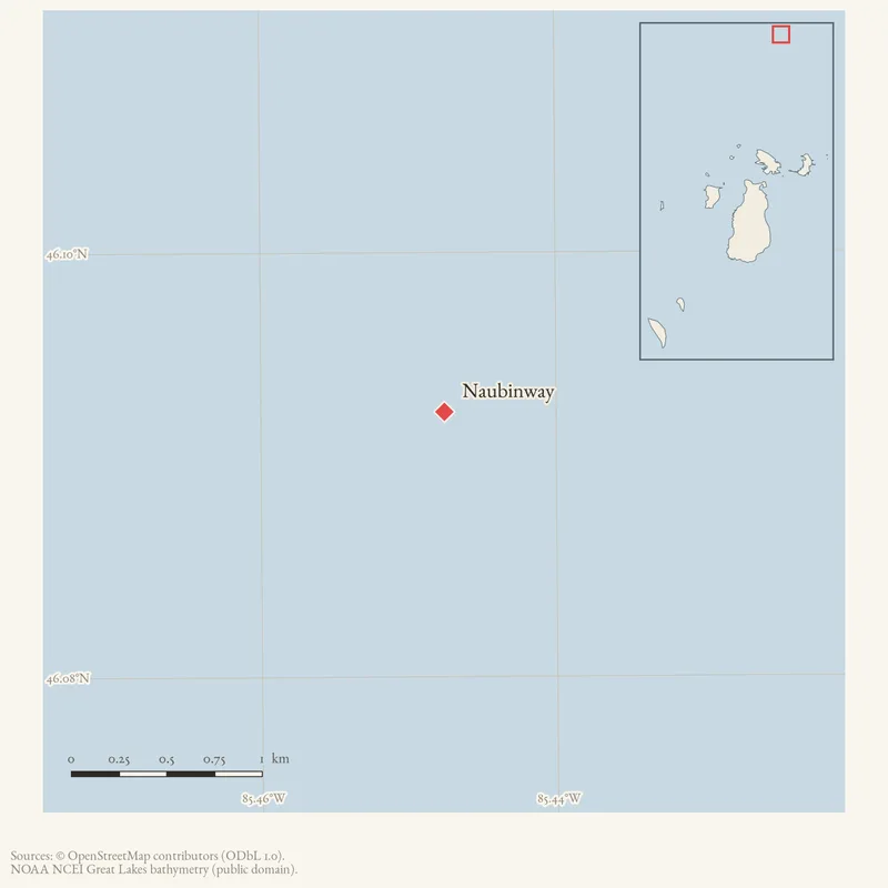 Locator map: Naubinway highlighted within the Beaver Island archipelago