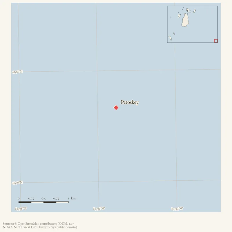 Locator map: Petoskey highlighted within the Beaver Island archipelago