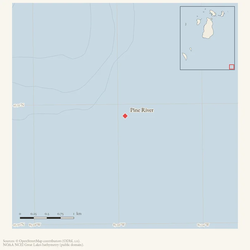 Locator map: Pine River highlighted within the Beaver Island archipelago