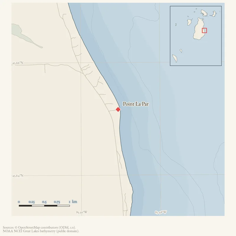 Locator map: Point La Par highlighted within the Beaver Island archipelago
