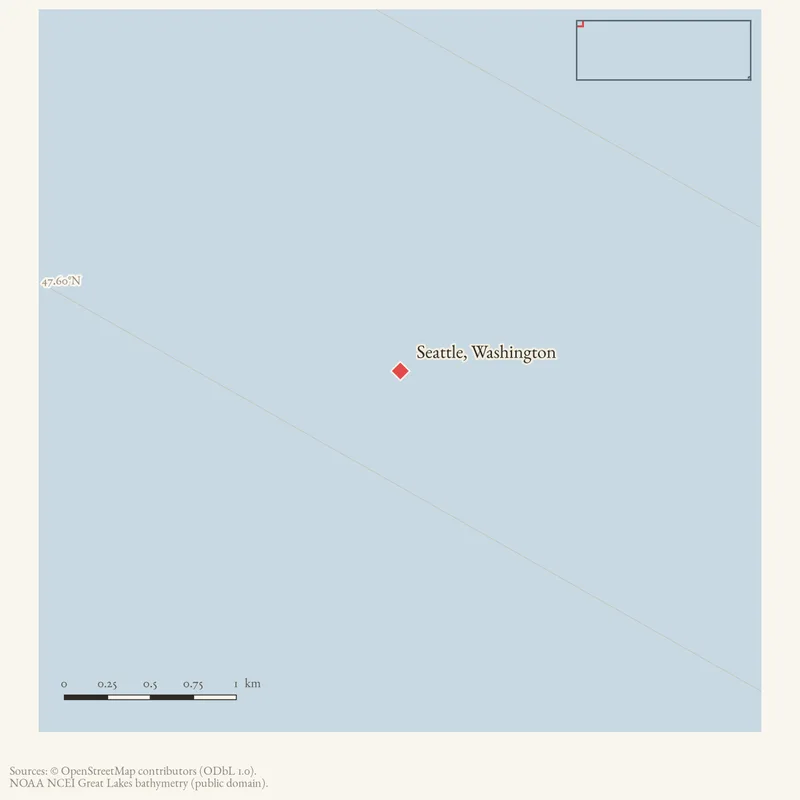 Locator map: Seattle, Washington highlighted within the Beaver Island archipelago