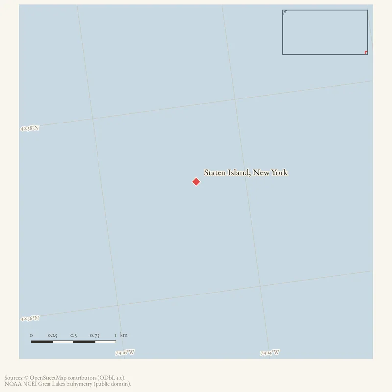 Locator map: Staten Island, New York highlighted within the Beaver Island archipelago