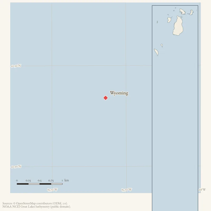 Locator map: Wyoming highlighted within the Beaver Island archipelago