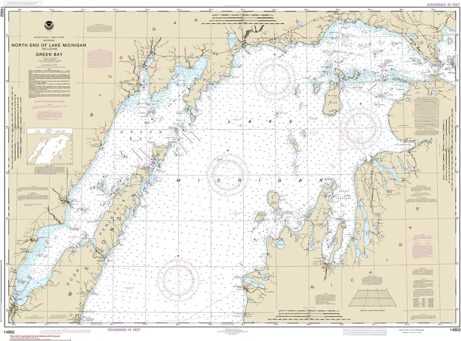 Historical chart: North end of Lake Michigan, including Green Bay, held by NOAA Office of Coast Survey, 2024.