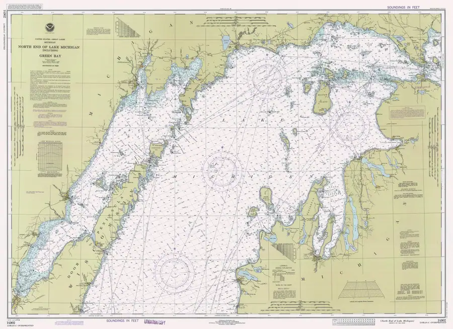 Historical chart: North End Of Lake Michigan Including Green Bay, held by NOAA Office of Coast Survey, 1990.