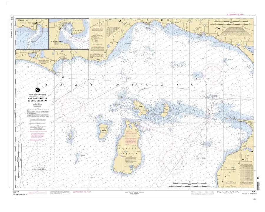 Historical chart: Waugoshance Point to Seul Choix Point, including Beaver Island Group;Port Inland;Beaver Harbor, held by NOAA Office of Coast Survey, 2001.