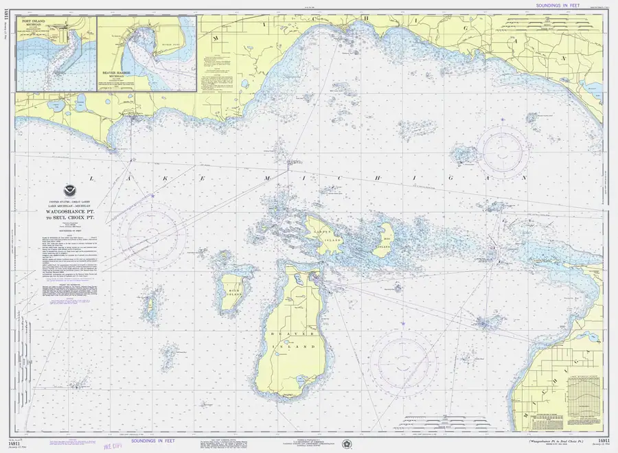 Historical chart: Waugoshance Pt To Seul Choix Pt, held by NOAA Office of Coast Survey, 1975.