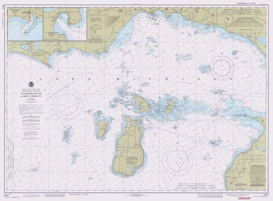 Historical chart: Waugoshance Pt To Seul Choix Pt, held by NOAA Office of Coast Survey, 1989.