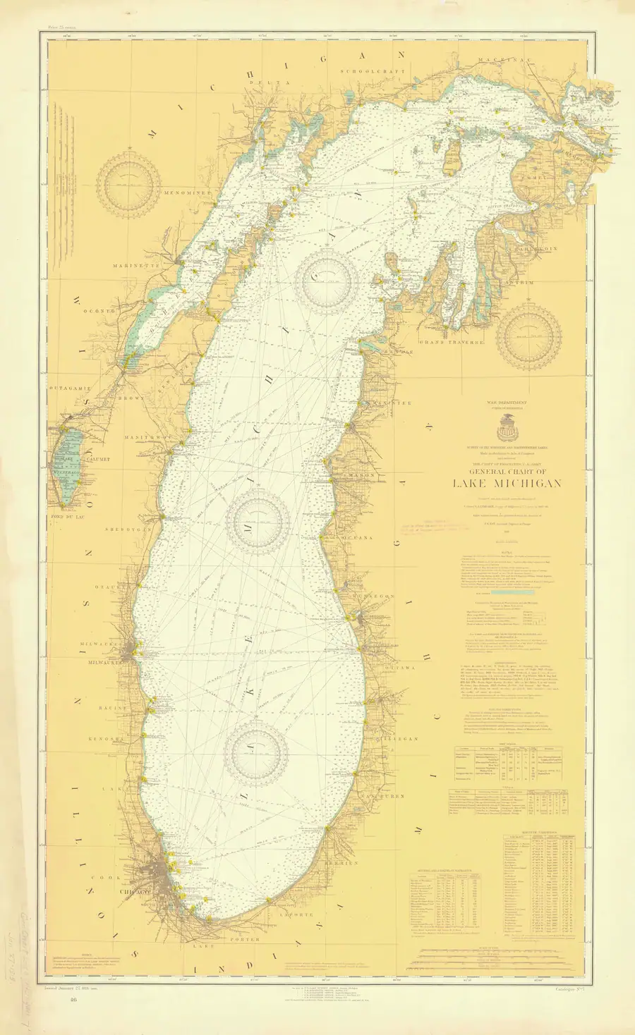 Historical chart: General Chart Of Lake Michigan, held by NOAA Office of Coast Survey, 1919.