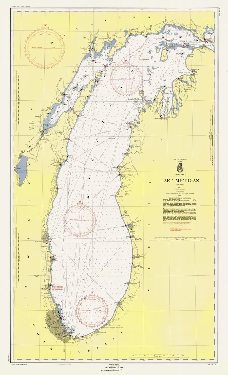 Historical chart: Lake Michigan, held by NOAA Office of Coast Survey, 1954.