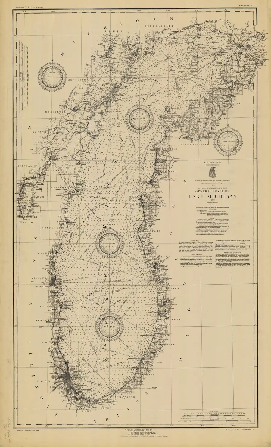 Historical chart: Lake Michigan, held by NOAA Office of Coast Survey, 1933.