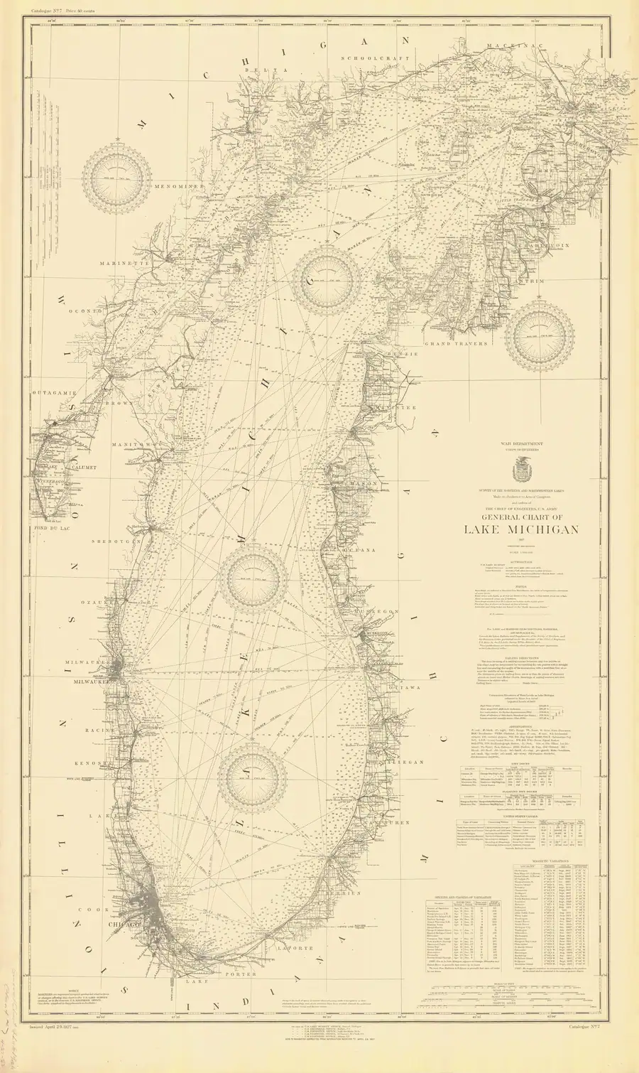 Historical chart: General Chart Of Lake Michigan, held by NOAA Office of Coast Survey, 1927.