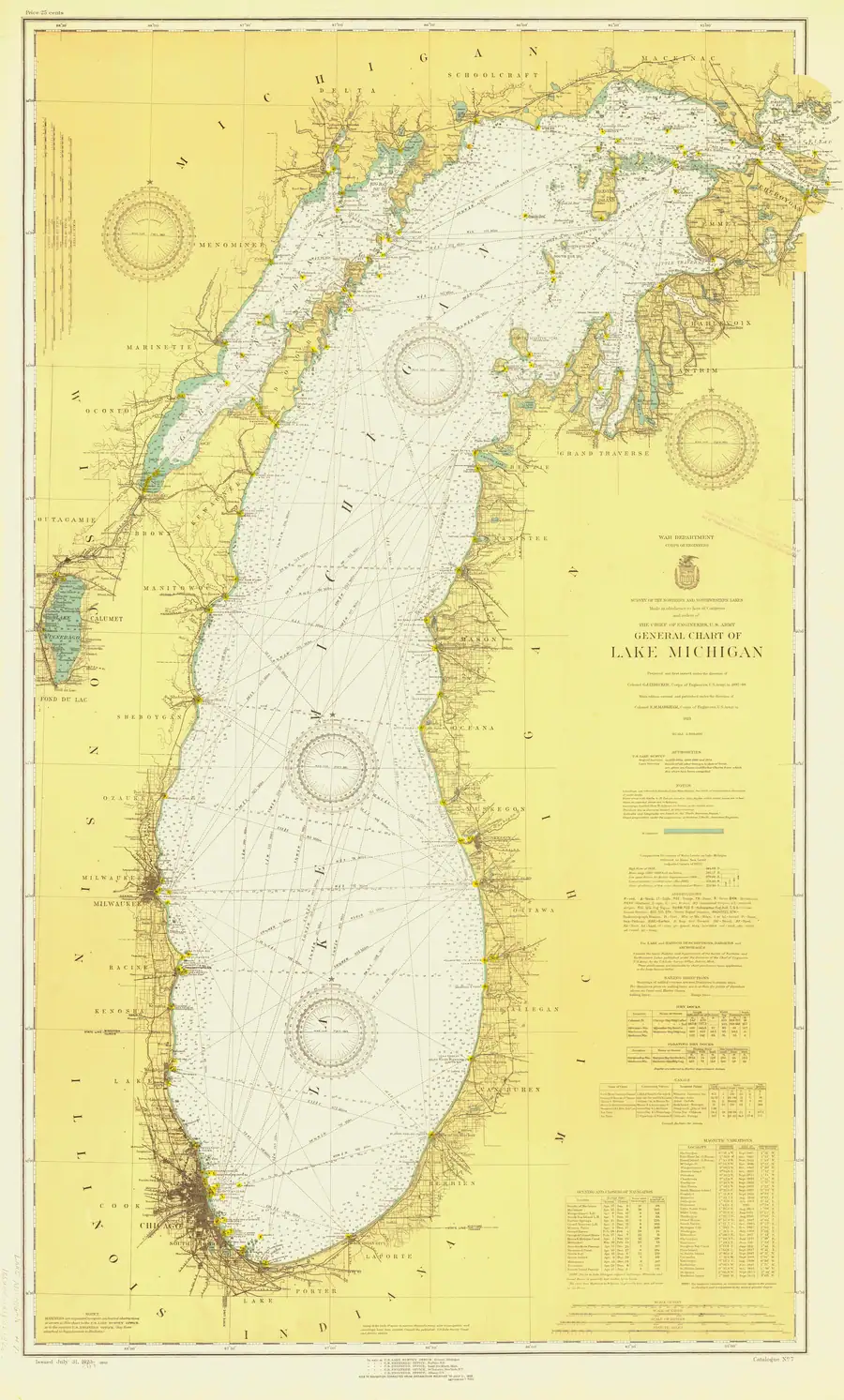 Historical chart: General Chart Of Lake Michigan, held by NOAA Office of Coast Survey, 1923.
