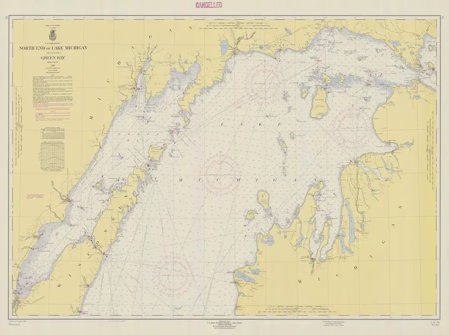 Historical chart: North End Of Lake Michigan Including Green Bay, held by NOAA Office of Coast Survey, 1963.