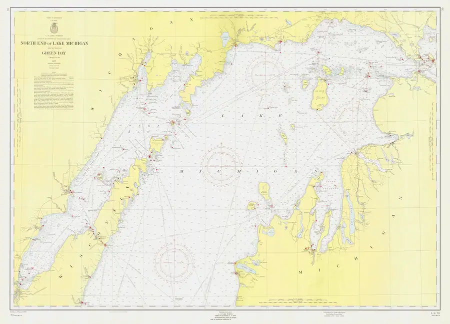 Historical chart: North End Of Lake Michigan Including Green Bay, held by NOAA Office of Coast Survey, 1957.