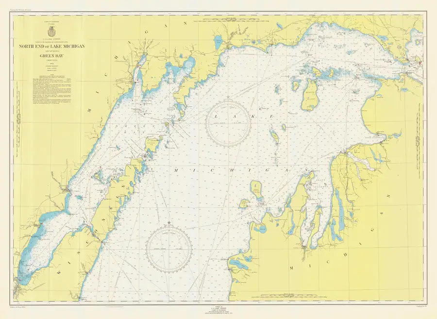 Historical chart: North End Of Lake Michigan Including Green Bay, held by NOAA Office of Coast Survey, 1950.