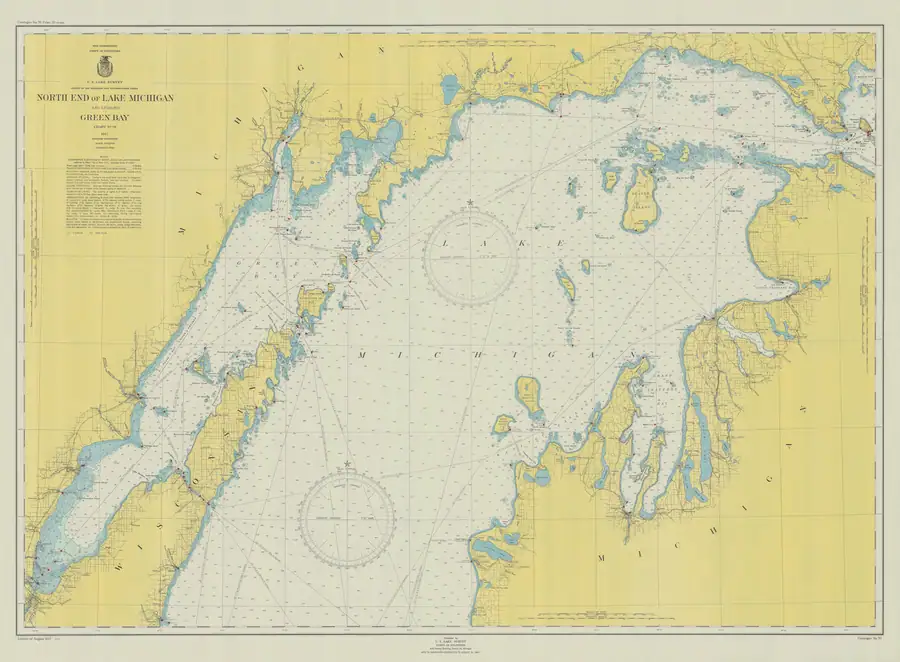 Historical chart: North End Of Lake Michigan Including Green Bay, held by NOAA Office of Coast Survey, 1947.