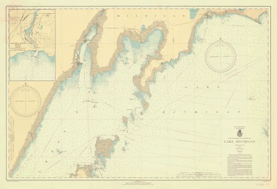 Historical chart: Lake Michigan, held by NOAA Office of Coast Survey, 1938.