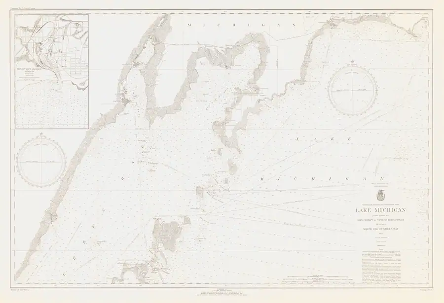 Historical chart: Lake Michigan. Seul Choix Pt. To Porte Des Morts Passage Including North End Of Green Bay, held by NOAA Office of Coast Survey, 1935.