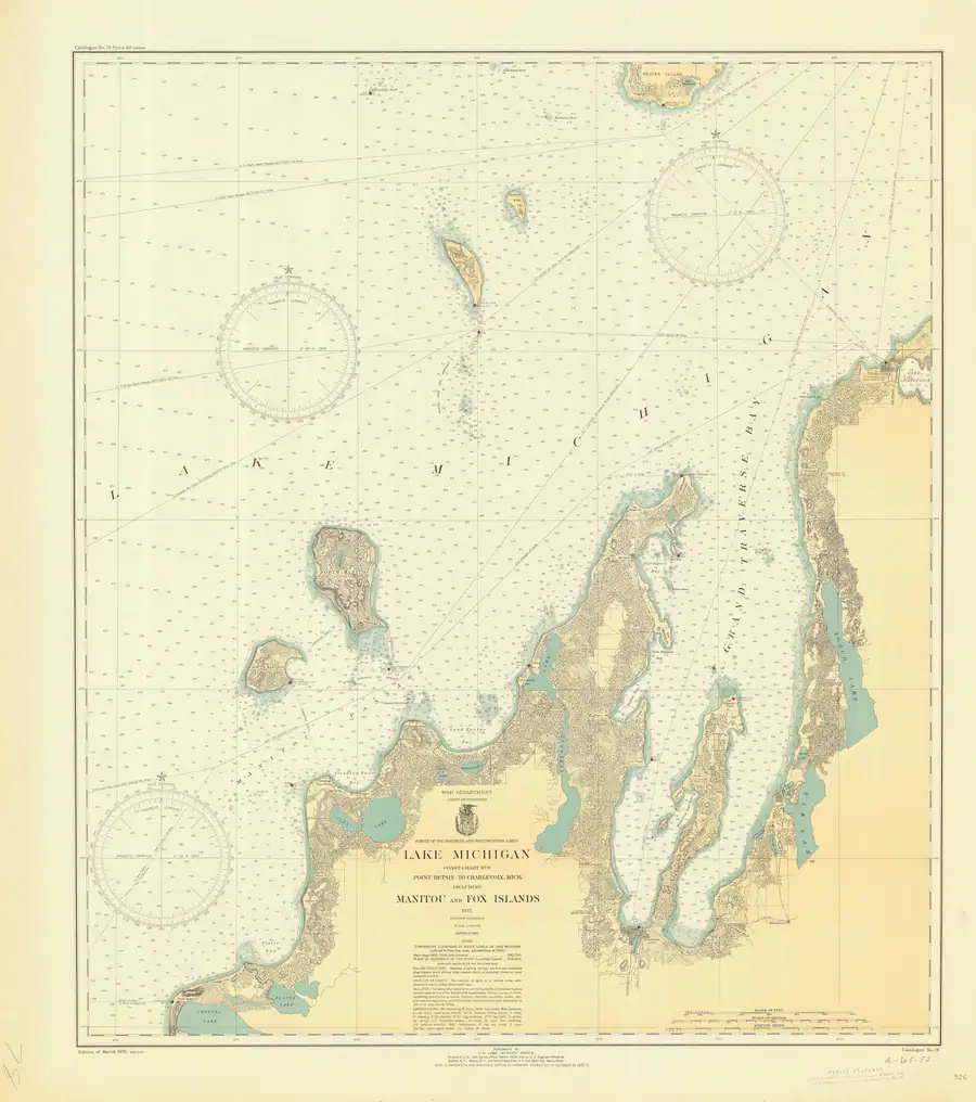 Historical chart: Lake Michigan Point Betsie To Charlevoix Mich Including Manitou And Fox Islands, held by NOAA Office of Coast Survey, 1935.