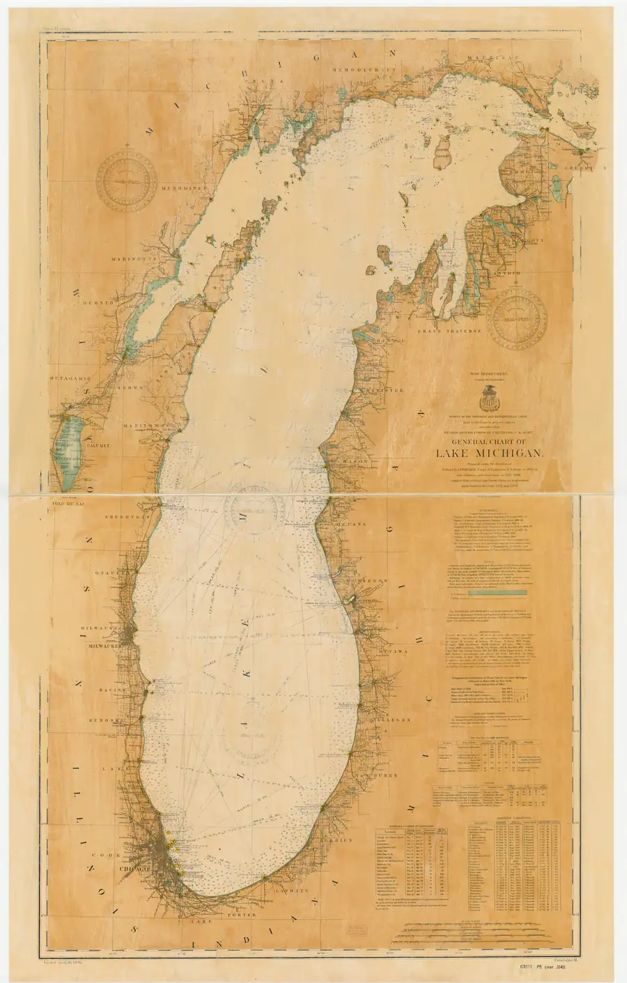 Historical chart: General Chart Of Lake Michigan., held by NOAA Office of Coast Survey, 1906.