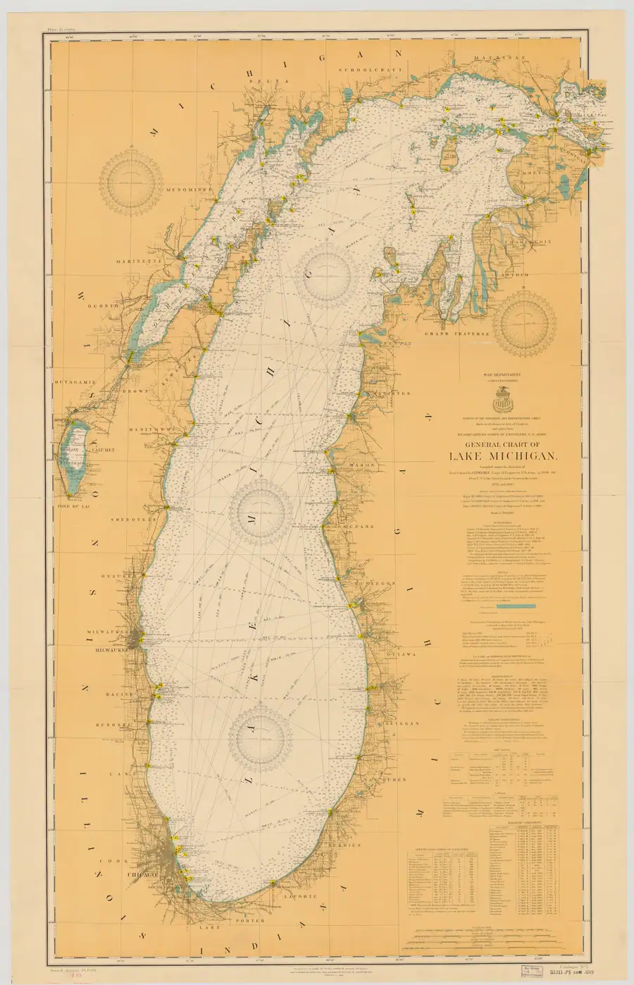 Historical chart: General Chart Of Lake Michigan., held by NOAA Office of Coast Survey, 1909.