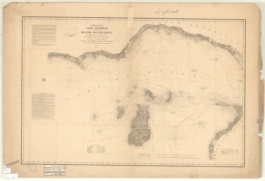 Historical chart: North End of Lake Michigan Including the Beaver Island