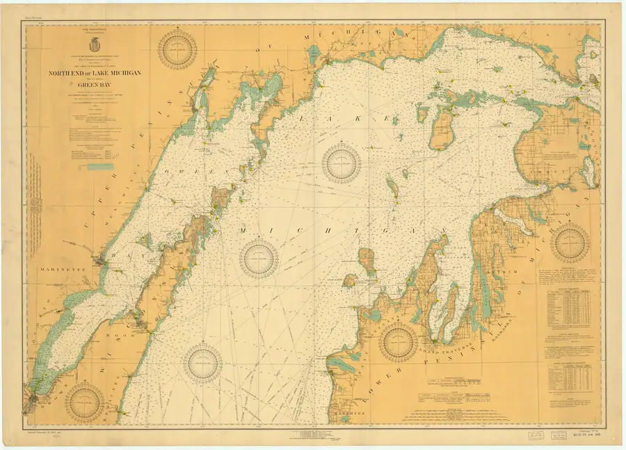 Historical chart: North End Of Lake Michigan Including Green Bay, held by NOAA Office of Coast Survey, 1926.
